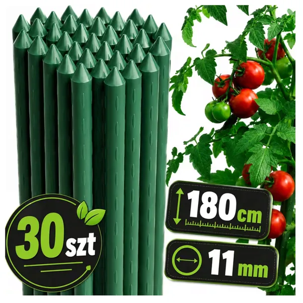 30x TYCZKI DO POMIDORÓW 180cm 11mm PODPORA STALOWA PALIK DO OGÓRKÓW ROŚLIN