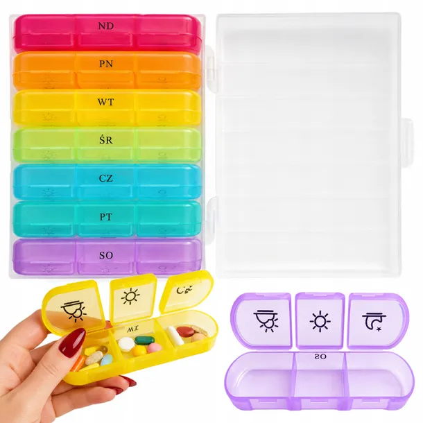 TYGODNIOWY POJEMNIK NA LEKI ORGANIZER DO LEKÓW 7 dni PUDEŁKO NA TABLETKI