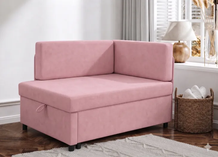 Sofa Viluś 106x75x80 cm kanapa z funkcją spania i przechowywania różowy