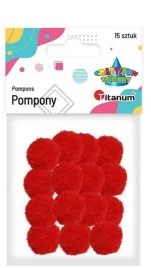 titanum-pompony-poliestrowe-18-mm-czerwone-15-szt