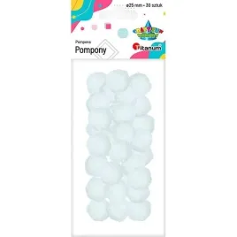 titanum-pompony-poliestrowe-25-mm-biale-30-szt-blister