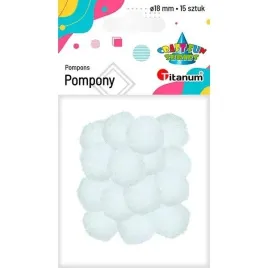 titanum-pompony-poliestrowe-18-mm-biale-15-szt-blister