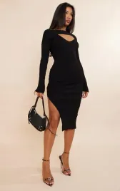 czarna-prazkowana-sukienka-z-wycieciem-prettylittlething-xs
