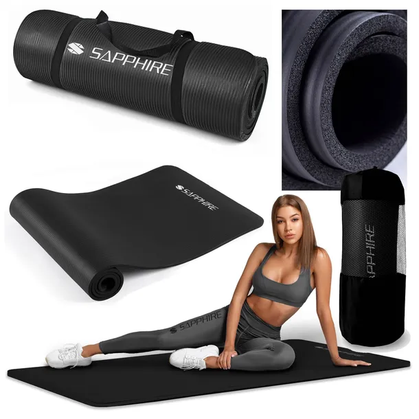 MATA DO ĆWICZEŃ FITNESS gimnastyczna NBR TRENINGOWA + ETUI joga GRUBA 1,5cm