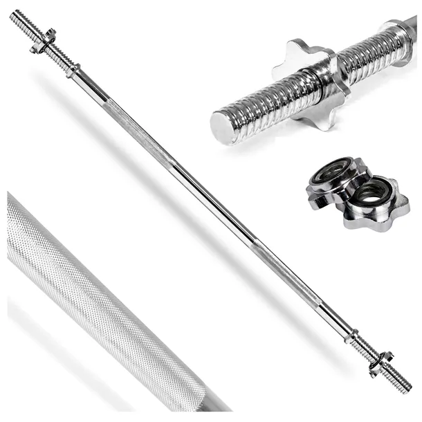 GRYF PROSTY 120cm śr.25mm SZTANGA SAPPHIRE pełny STALOWY gwintowany ZACISKI