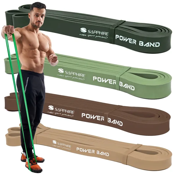 GUMY oporowe POWER BAND ZESTAW x4 MOCNE taśmy TRENINGOWE DO ĆWICZEŃ jakość
