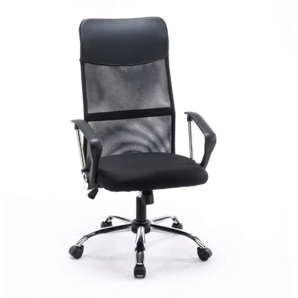 Fotel Biurowy Krzesło Obrotowe Siatka Ergonomiczny Regulowany Czarny