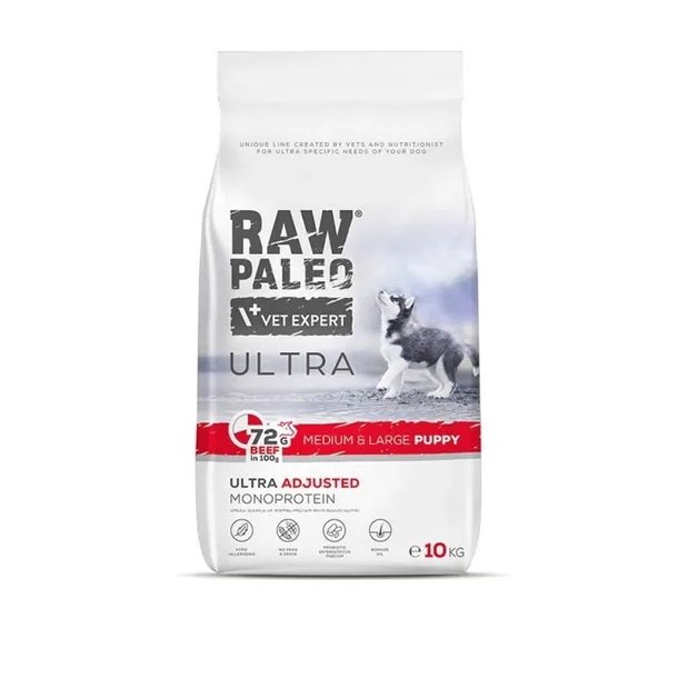 Sucha karma dla szczeniąt VetExpert Raw Paleo Wołowina Med&Large Puppy 10kg