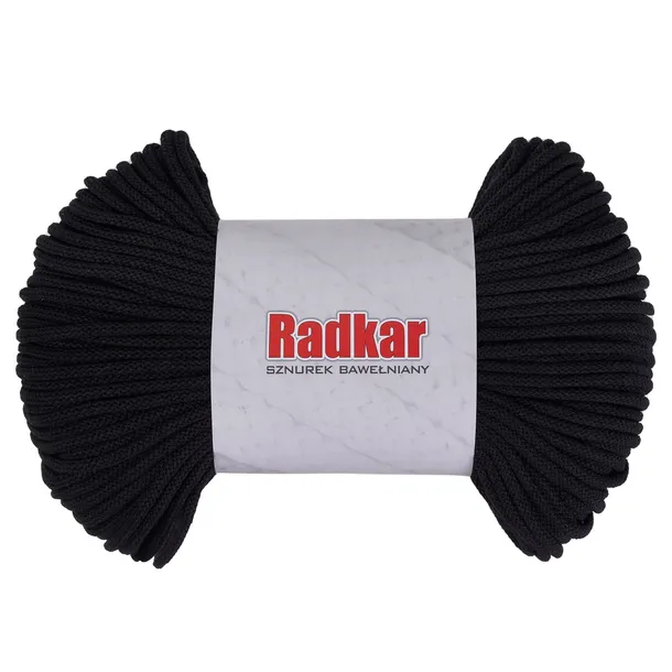 Sznurek bawełniany 5mm - Czarny (900) - z rdzeniem - 100m