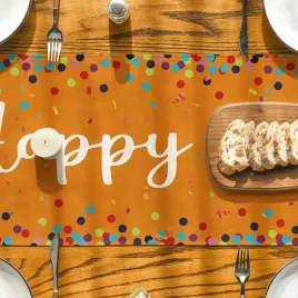 bieznik-na-stol-happy-birthday-pomaranczowe-kropki-40x180-cm