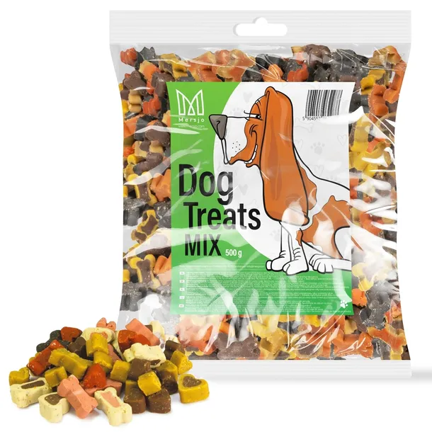 TRESERKI MIĘSNE PRZYSMAK DLA PSA SMAKOŁYK NAGRODA MERSJO KOSTKI MIX 500g