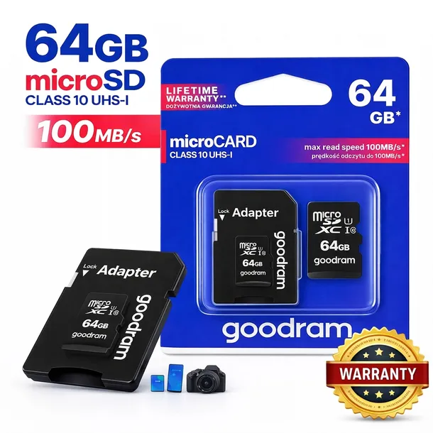 Karta pamięci GOODRAM microSD (microSDXC) 64GB class 10 UHS-I + adapter SD