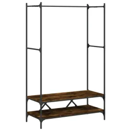 wieszak-na-ubrania-z-polkami-dab-przydymiony-100x45x1625-cm