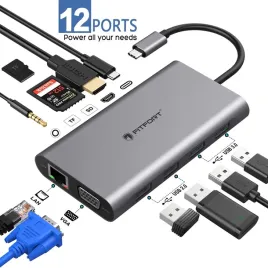 hub-usb-c-12-w-1-fitfort-sd-tf-aux-usb-3-0-hdmi-4k