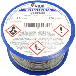 cyna-lutownicza-lc60-sw26-sn60pb40-25mm-250g-025kg-cynel-professional-pol