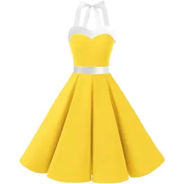 damska-sukienka-koktajlowa-midi-retro-lata-50-vintage-zolta-xl