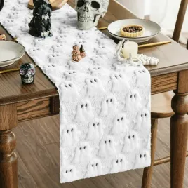 bieznik-na-stol-welurowy-dekoracyjny-halloween-duchy-bialy-33-x-153-cm