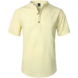 meska-koszula-henley-lniana-bawelniana-casual-plazowa-slim-fit-zolta-3xl