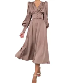 damska-sukienka-maxi-satynowa-elegancka-vintage-bufiaste-rekawy-brazowa-xl
