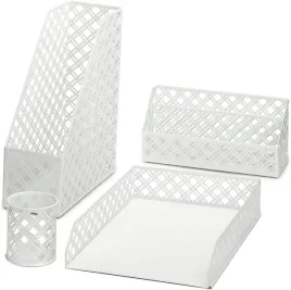 organizer-na-biurko-zestaw-4-elementy-biurowy-na-dokumenty-metalowy-bialy