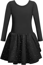 body-baletowe-ze-spodnica-tutu-stroj-baletnicy-dlugi-rekaw-czarne-120-cm