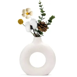 ceramiczny-wazon-na-kwiaty-donut-okragly-dekoracyjny-bialy-18-x-19-cm