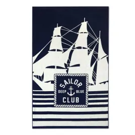 recznik-plazowy-100x160-sailor-granatowy-bialy-zaglowki-frotte-550-g-m2