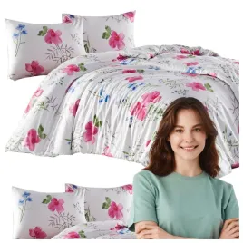 posciel-flanelowa-220x200-biala-rozowa-kwiaty-liscie-flanelove