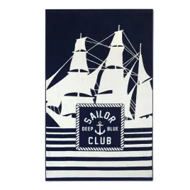 recznik-plazowy-100x160-sailor-granatowy-bialy-zaglowki-frotte-550-g-m2