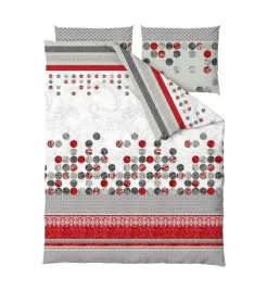 posciel-bawelniana-220x200-merino-szara-czerwona-biala-ornamenty-paski