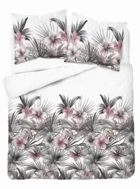 posciel-satynowa-220x200-biala-z-liscmi-palmowymi-i-rozowymi-hibiskusami