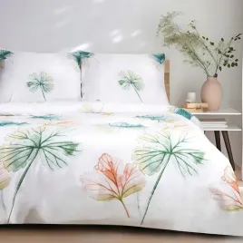 posciel-satynowa-220x200-biala-zielona-morelowa-kwiaty-satynlove