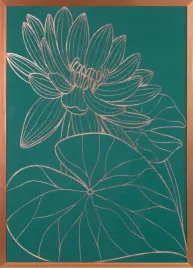 obraz-salvia-53x73-zielony-miedziany-kwiaty