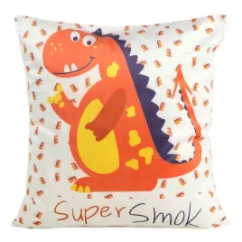 poszewka-45x45-kids-biala-pomaranczowa-z-motywem-smoka-welurowa-dziecieca