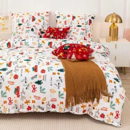 posciel-z-mikrofibry-220x200-merry-cozy-biala-swiateczna-mis-pluszowa