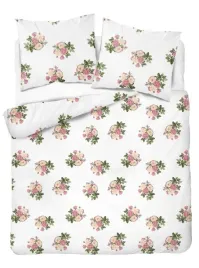 posciel-satynowa-220x200-biala-w-drobne-bukiety-rozowo-bezowych-roz