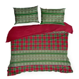 posciel-swiateczna-220x200-aurora-czerwona-zielona-kratka-flanelowa