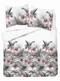 posciel-satynowa-220x200-biala-z-liscmi-palmowymi-i-rozowymi-hibiskusami