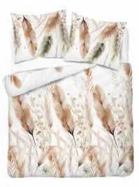 posciel-satynowa-160x200-biala-piora-bezowo-zielone-home-elegance