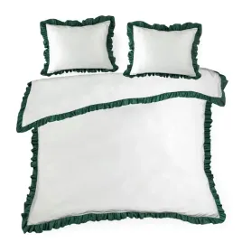 posciel-satynowa-220x200-eliza-biala-zielona-zdobiona-falbanka