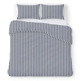 posciel-z-kory-180x200-biala-w-nieregularne-niebieskie-paski-klasyczny