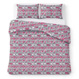 posciel-z-kory-200x220-szara-w-rozowe-i-biale-serca-wyrazisty-kora-home