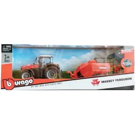 bburago-model-tractor-massey-ferguson-8740s-with-baler-lifter-10cm