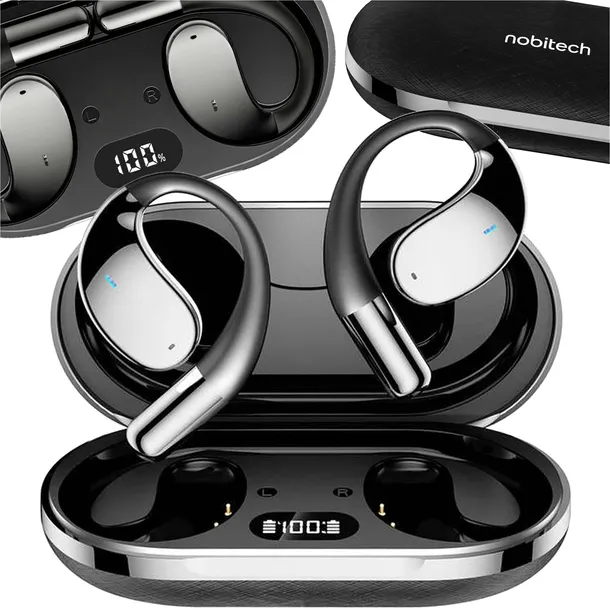 SŁUCHAWKI BEZPRZEWODOWE ZAUSZNE MIKROFON BLUETOOTH BIEGANIE SIŁOWNIA USB-C