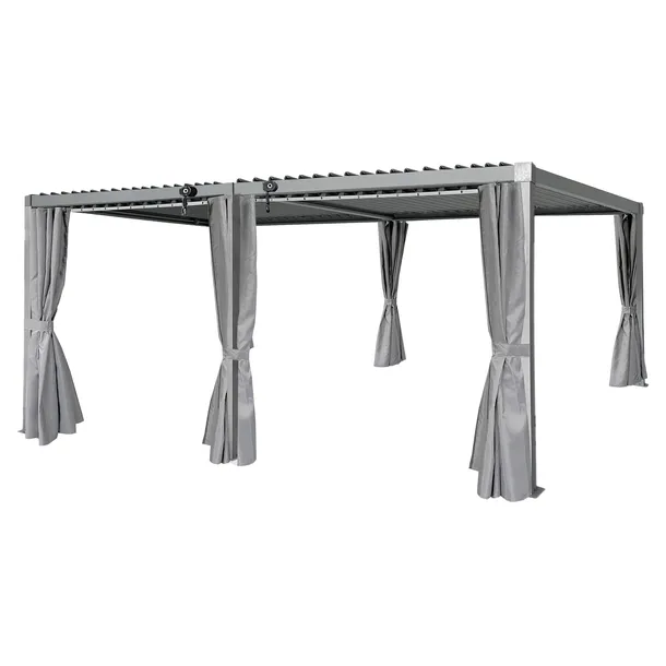 Pergola multiklimatyczna 3x6m z zasłonami regulowany stalowy dach 18mkw