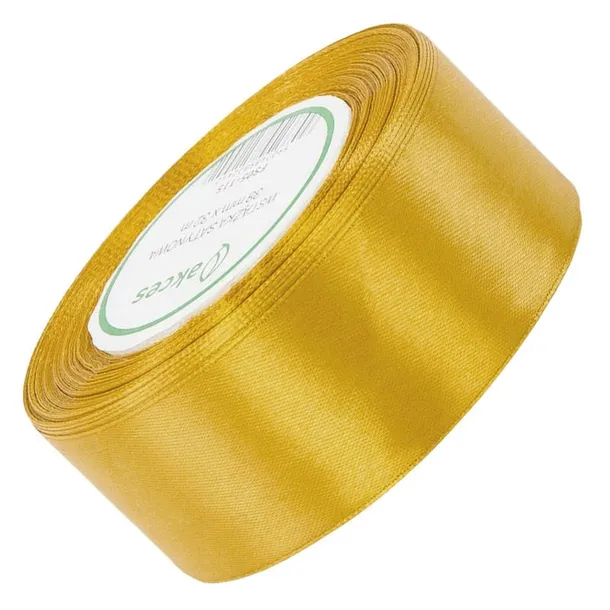Wstążka satynowa złota 38mm 32mb tasiemka dekoracyjna do prezentów