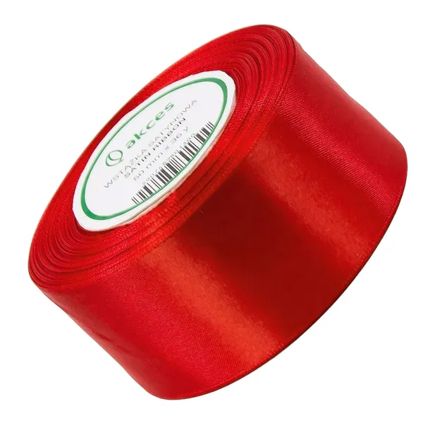 Wstążka satynowa czerwona 50mm 32mb tasiemka dekoracyjna do prezentów