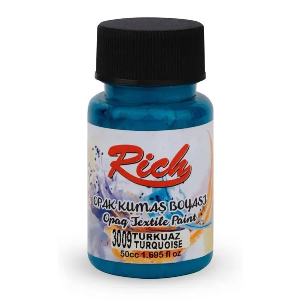 Farba do tkanin Rich 50ml turkusowa akrylowa do malowania ubrań uniwersalna