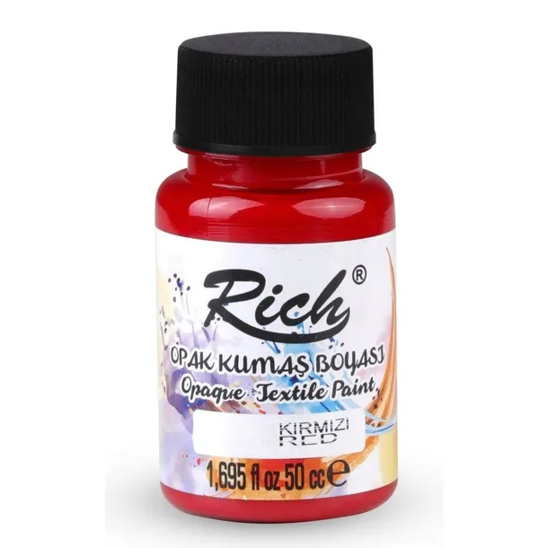 Farba do tkanin Rich 50ml czerwona akrylowa do malowania ubrań uniwersalna