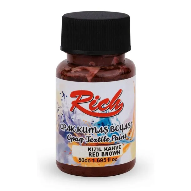 Farba do tkanin Rich 50ml mahoniowa akrylowa do malowania ubrań uniwersalna